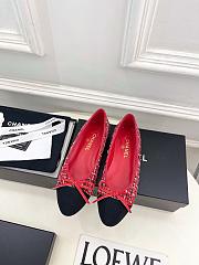 Chanel Ballet Flats Tweed & Grosgrain Red Black & White - 3