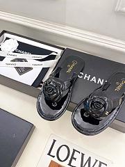Chanel Thongs Patent Calfskin Black - 5