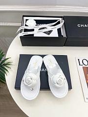 Chanel Thongs Patent Calfskin White - 5