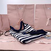 Miumiu Ivy Logo Striped Crochet Tote Bag In Blue 5BG231 - 40x35cm - 4
