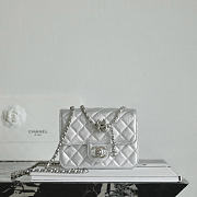 Chanel Mini Flap Bag Caviar Strass & Silver Tone Metal Silver - 18x13x7cm - 1