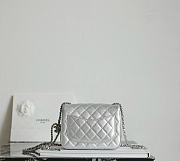 Chanel Mini Flap Bag Caviar Strass & Silver Tone Metal Silver - 18x13x7cm - 4