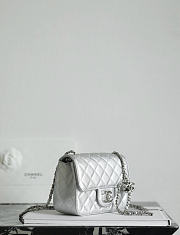 Chanel Mini Flap Bag Caviar Strass & Silver Tone Metal Silver - 18x13x7cm - 5