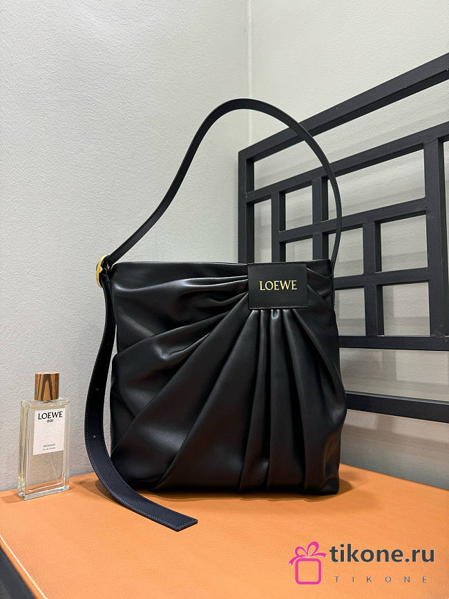 Loewe Draped Tote In Mellow Nappa Lambskin Black - 30x29x14cm - 1