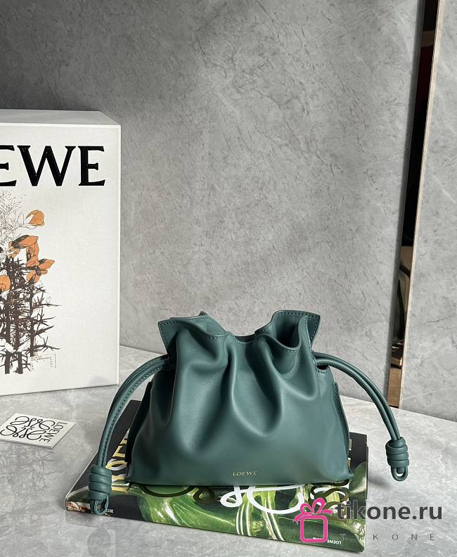 Loewe Mini Flamenco Clutch In Nappa Calfskin Green - 23.9x18x9cm   - 1