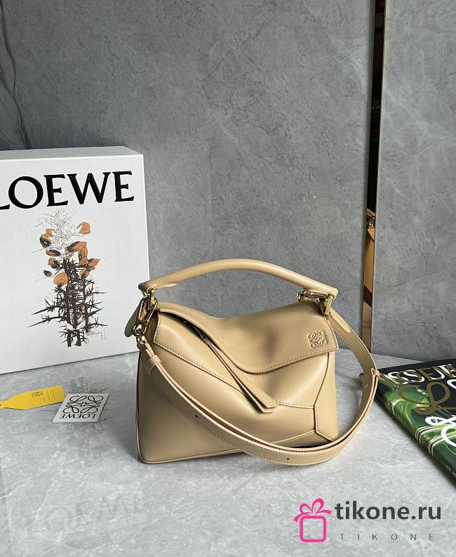 Loewe Small Puzzle Edge Bag In Classic Calfskin Silk Beige - 24x16.5x10.5cm - 1