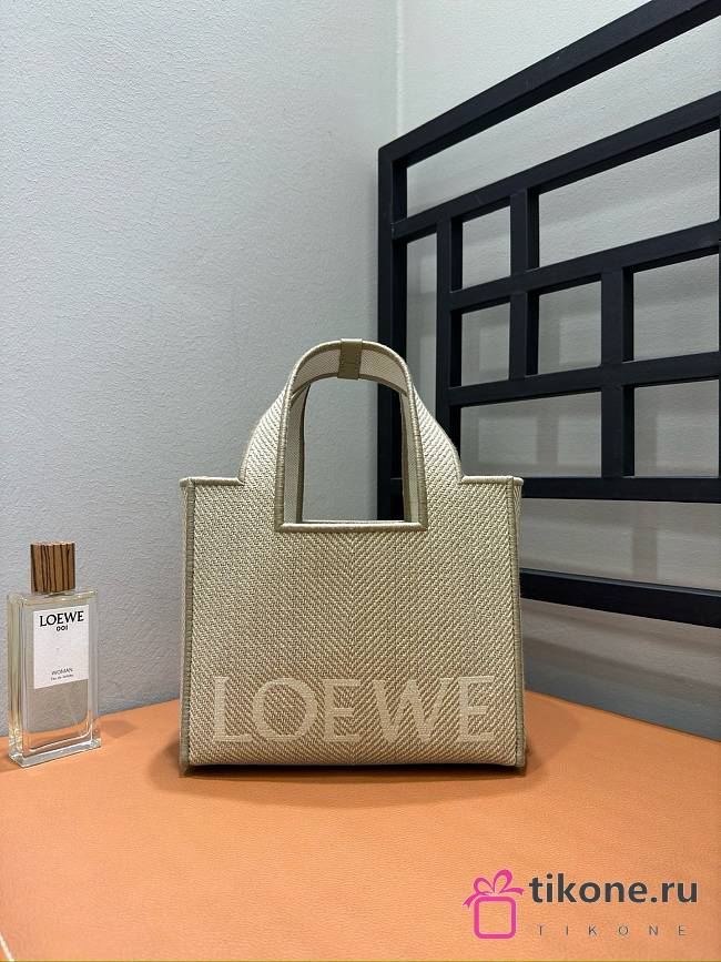 Small Loewe Font Tote In Raffia - 24x11x19.5cm - 1