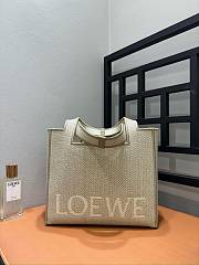 Medium Loewe Font Tote In Raffia - 30x15x25.5cm - 1
