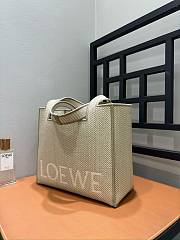 Medium Loewe Font Tote In Raffia - 30x15x25.5cm - 5