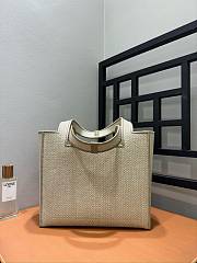 Medium Loewe Font Tote In Raffia - 30x15x25.5cm - 2