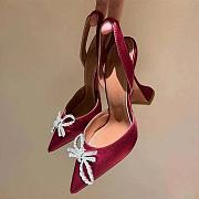 Amina Muaddi Rosie Sling Black Satin Burgundy 9.5cm - 4