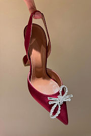Amina Muaddi Rosie Sling Black Satin Burgundy 9.5cm - 2