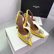 Amina Muaddi Rosie Sling Black Satin Yellow 9.5cm - 6