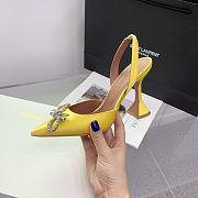 Amina Muaddi Rosie Sling Black Satin Yellow 9.5cm - 3