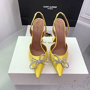 Amina Muaddi Rosie Sling Black Satin Yellow 9.5cm - 4