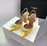 Amina Muaddi Rosie Sling Black Satin Yellow 9.5cm - 2