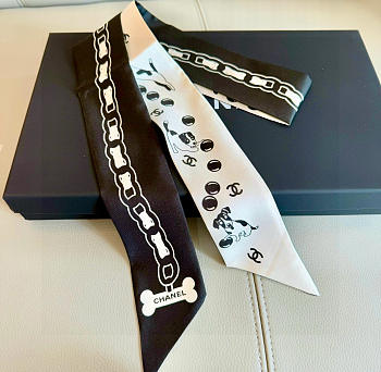 Chanel Slim Bandeau Silk Twill Black White