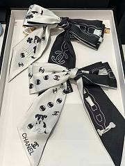 Chanel Slim Bandeau Silk Twill Black White - 6