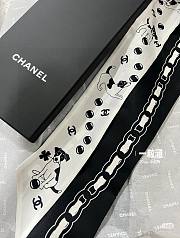 Chanel Slim Bandeau Silk Twill Black White - 3