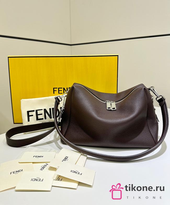 Fendi Lui Medium Brown Grain Calf Leather Bag - 28x19x11cm - 1