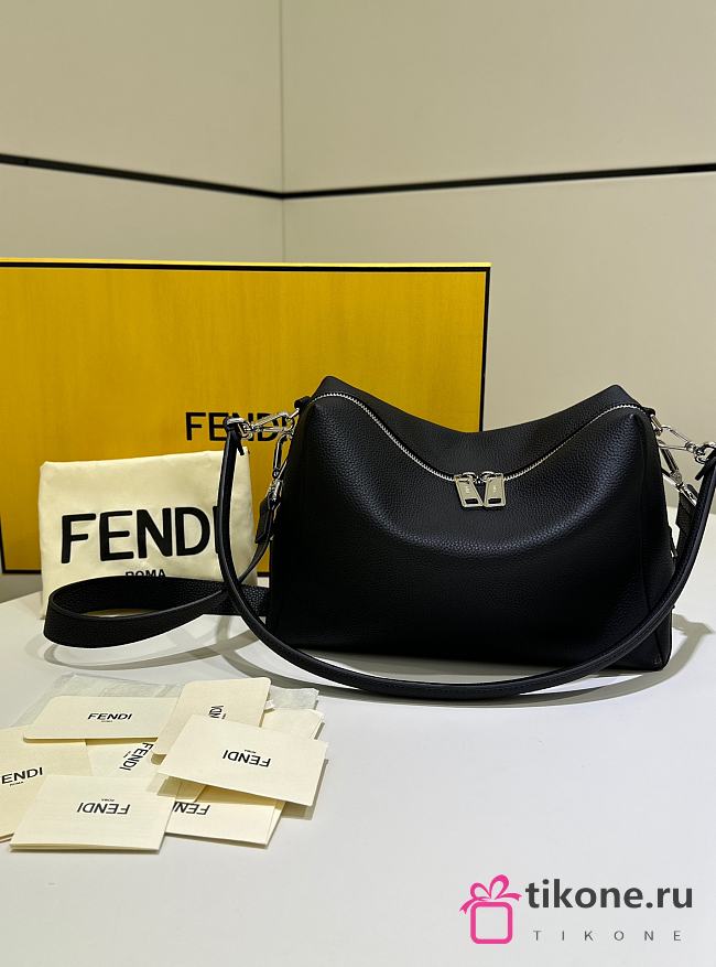 Fendi Lui Medium Black Grain Calf Leather Bag - 28x19x11cm - 1