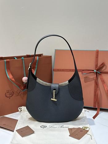 Loro Piana Medium Bobbin Bag Calfskin Navy Blue Black - 32x7x21cm