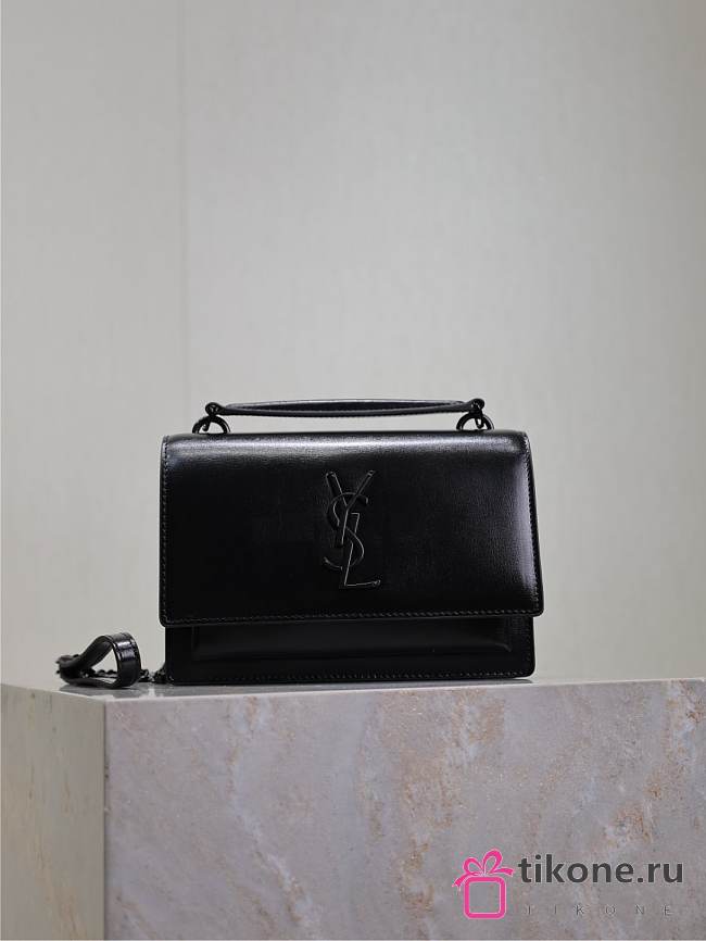 YSL Sunset Small In Smooth Leather Black - 19x13x8cm - 1