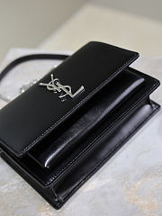 YSL Sunset Small In Smooth Leather Black Silver - 19x13x8cm - 4