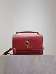 YSL Sunset Small In Smooth Leather Red - 19x13x8cm - 1