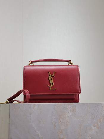 YSL Sunset Small In Smooth Leather Red - 19x13x8cm