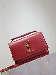 YSL Sunset Small In Smooth Leather Red - 19x13x8cm - 5