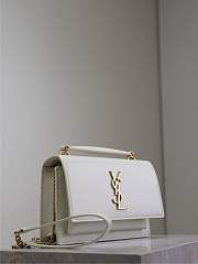 YSL Sunset Small In Smooth Leather White - 19x13x8cm - 5
