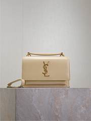 YSL Sunset Small In Smooth Leather Beige - 19x13x8cm - 1