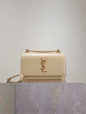 YSL Sunset Small In Smooth Leather Beige - 19x13x8cm