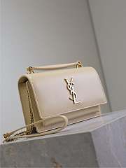 YSL Sunset Small In Smooth Leather Beige - 19x13x8cm - 5