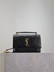 YSL Sunset Small In Crocodile Embossed Leather Black Gold - 19x13x8cm - 1