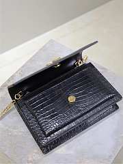 YSL Sunset Small In Crocodile Embossed Leather Black Gold - 19x13x8cm - 6