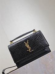 YSL Sunset Small In Crocodile Embossed Leather Black Gold - 19x13x8cm - 5