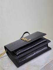 YSL Sunset Small In Crocodile Embossed Leather Black Gold - 19x13x8cm - 4