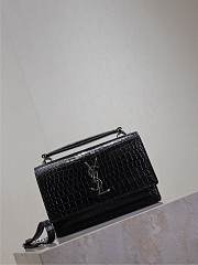 YSL Sunset Small In Crocodile Embossed Leather Black Silver - 19x13x8cm - 4