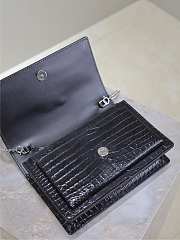 YSL Sunset Small In Crocodile Embossed Leather Black Silver - 19x13x8cm - 3