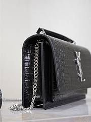 YSL Sunset Small In Crocodile Embossed Leather Black Silver - 19x13x8cm - 6
