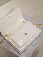 YSL Sunset Small In Crocodile Embossed Leather White - 19x13x8cm - 5