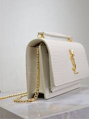 YSL Sunset Small In Crocodile Embossed Leather White - 19x13x8cm - 4