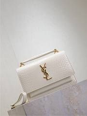 YSL Sunset Small In Crocodile Embossed Leather White - 19x13x8cm - 2
