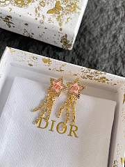 Dior Petit CD Lucky Baroque Earrings Gold Finish Metal Silver Tone Crystals and Macaron Pink Glass E4352 - 1