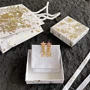 Dior Petit CD Lucky Baroque Earrings Gold Finish Metal Silver Tone Crystals and Macaron Pink Glass E4352 - 2