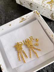 Dior Petit CD Lucky Baroque Earrings Gold Finish Metal Silver Tone Crystals and Macaron Pink Glass E4352 - 4