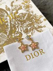 Dior Petit CD Lucky Baroque Earrings Gold Finish Metal Silver Tone Crystals and Macaron Pink Glass E4353 - 2