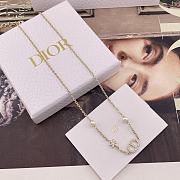 Dior Petit CD Daisy Necklace Pale Gold Finish Metal White Resin Pearls and Silver Tone Crystals - 1